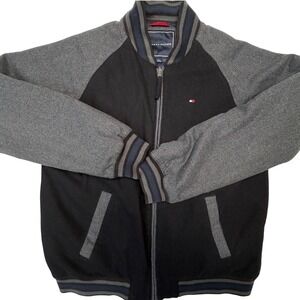 Y2K Tommy Hilfiger Mens Wool Blend Varsity Bomber Jacket Medium Minimalist